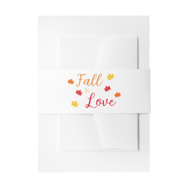 Fall In Love Wedding Invitation Belly Band (Front Example)