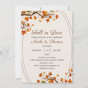Fall in Love Wedding Invitation, Falling Invitation