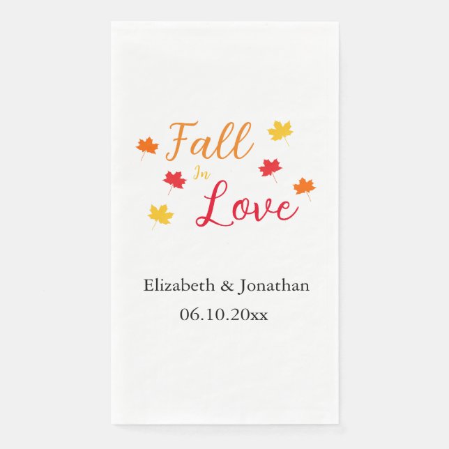 Fall In Love Wedding Napkin (Front)