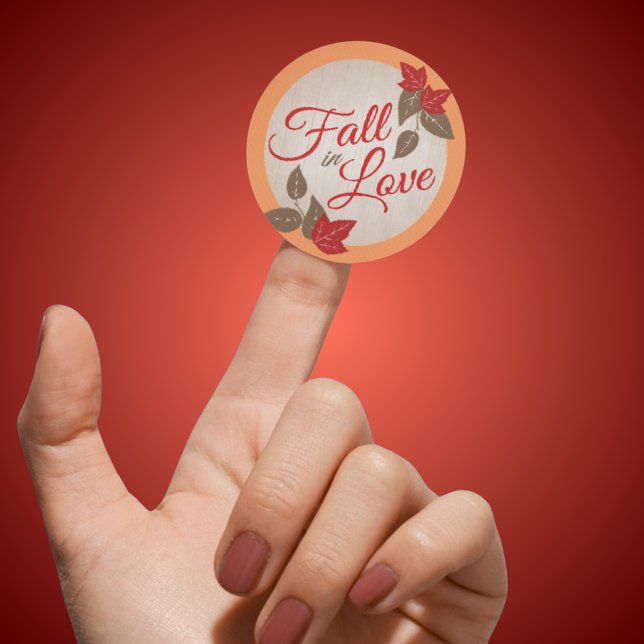 Fall in Love Wedding or Bridal Shower Stickers (Fall Leaves Fall in Love Wedding or Bridal Shower Stickers for Favors, Envelope Seals & More)