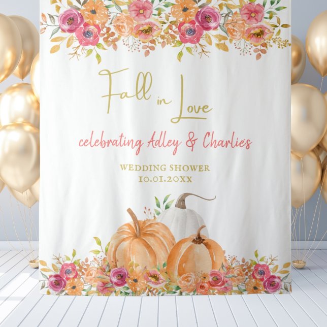 Fall in Love wedding or shower backdrop Tapestry (Creator Uploaded)