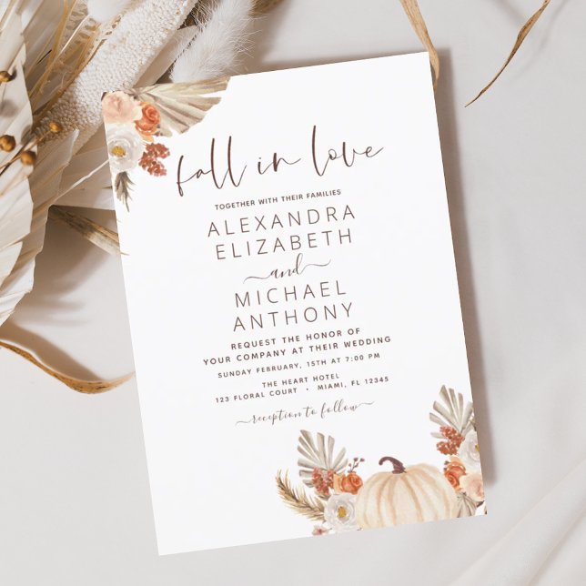 Fall in Love Wedding Pampas Grass Terracotta Flyer (Creator Uploaded)