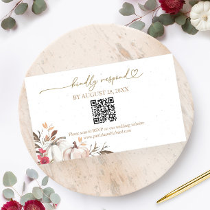 Fall in Love Wedding QR Online RSVP Card