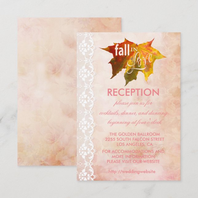 Fall in Love Wedding Reception Enclosure Invitation (Front/Back)