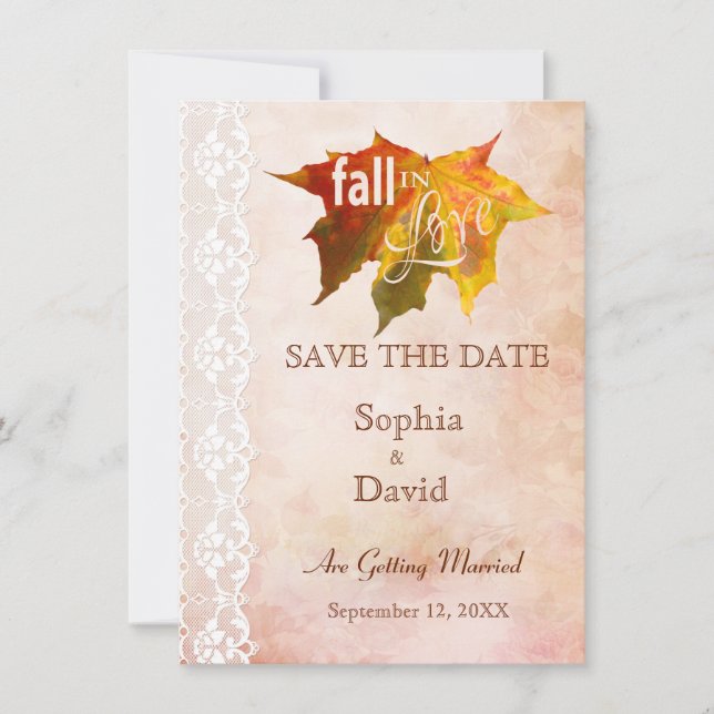 Fall in Love Wedding SAVE THE DATE (Front)