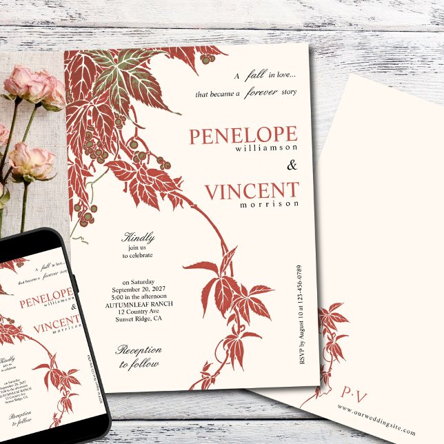 Fall in Love Wedding Wedding  Invitation (Creator Uploaded)
