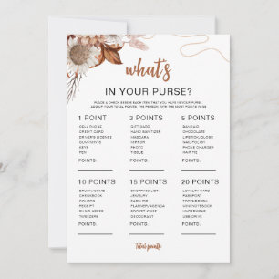 Fall in love   What's In Your Purse Bridal Shower  Invitation