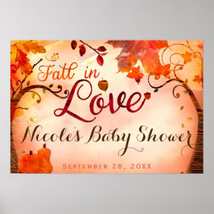 Fall in Love Whimsical Autumn Party Banner Poster