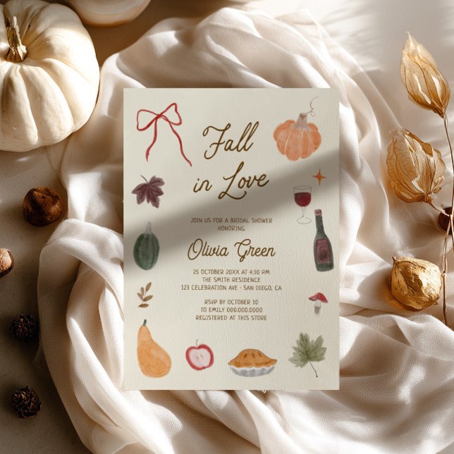 Fall in Love Whimsical Bridal Shower Invitation (Creator Uploaded)