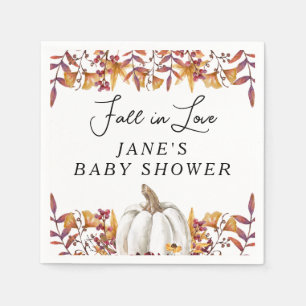 Fall in Love White Pumpkin Baby Shower Napkin