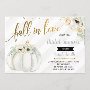Fall in love white pumpkin invitation