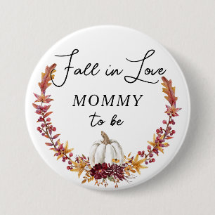 Fall in Love White Pumpkin Mommy to be Button
