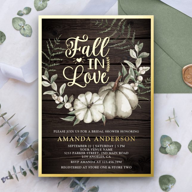 Fall in Love White Pumpkin Sage Wood Bridal Shower (Creator Uploaded)
