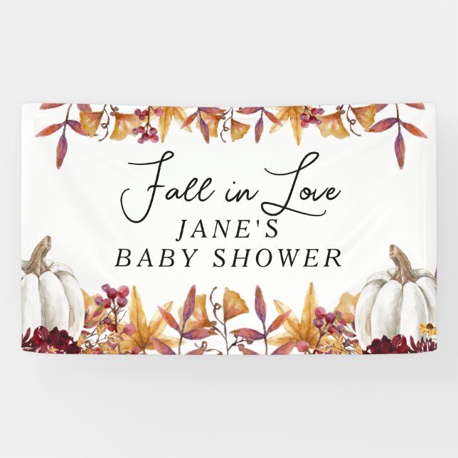 Fall in Love White Pumpkin Welcome Sign (Horizontal)