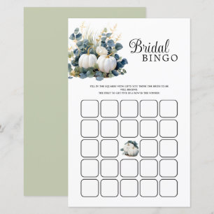 Fall in Love White pumpkins Bridal Shower Bingo