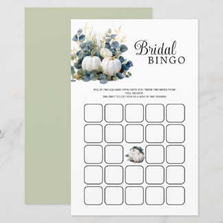 Fall in Love White pumpkins Bridal Shower Bingo