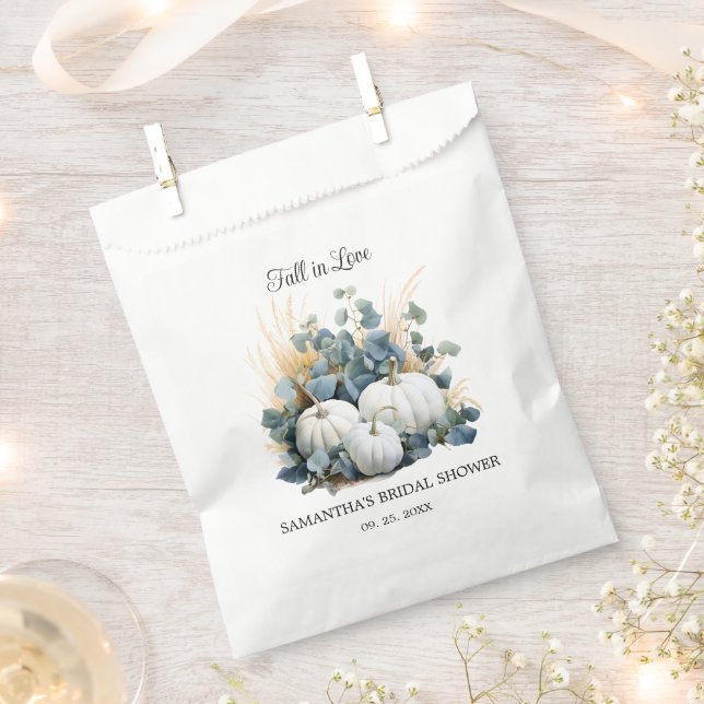 Fall in love White pumpkins Bridal Shower Favour Bags (Clipped)