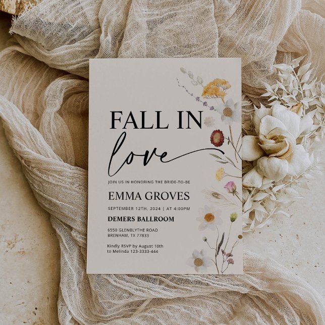 Fall in Love Wildflower Boho Bridal Shower  Invitation (Creator Uploaded)