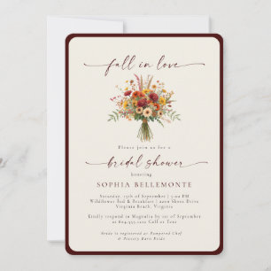Fall in Love Wildflower Fall Bridal Shower Invitation