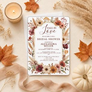 Fall In Love Wildflower Floral Boho Bridal Shower Invitation