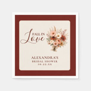 Fall In Love Wildflower Floral Boho Bridal Shower Napkin