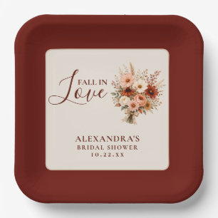 Fall In Love Wildflower Floral Boho Bridal Shower Paper Plate
