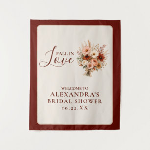 Fall In Love Wildflower Floral Boho Bridal Shower Tapestry