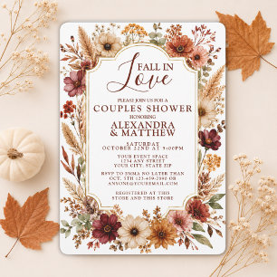 Fall In Love Wildflower Floral Boho Couples Shower Invitation