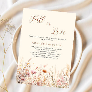 Fall in love wildflowers beige boho Bridal Shower Invitation