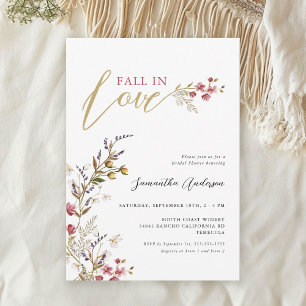 Fall In Love Wildflowers Bridal Shower Invitation