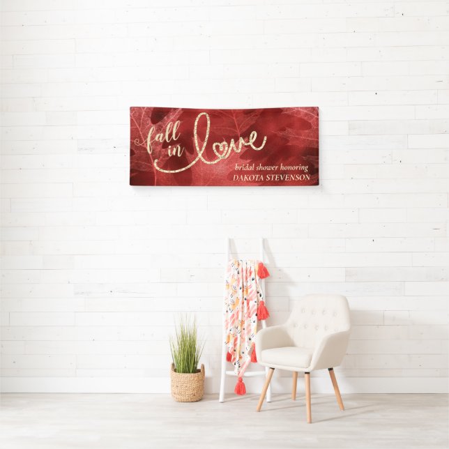 Fall in Love with Autumn | Apple Red Bridal Shower Banner (Insitu)