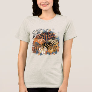 Fall in love with Autumn beautiful rustic Pumpkin  Tri-Blend Shirt