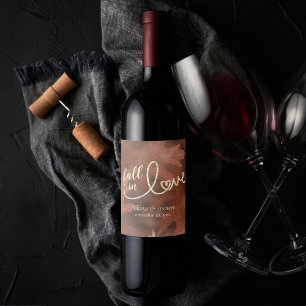Fall in Love with Autumn   Burnt Orange Wedding Wine Label