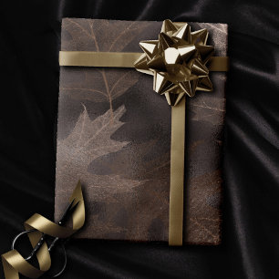 Fall in Love with Autumn   Elegant Brown Leaves Wrapping Paper