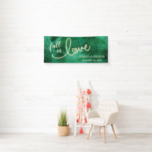 Fall in Love with Autumn   Green and Gold Shower Banner