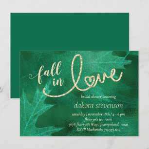 Fall in Love with Autumn   Green Bridal Shower Invitation
