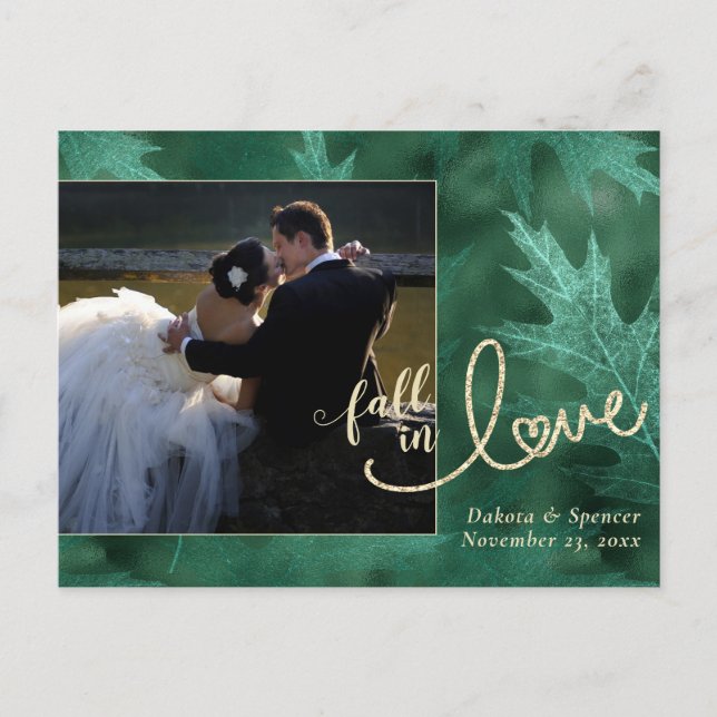 Fall in Love with Autumn | Jade Green Photo Thanks Postcard (Front)