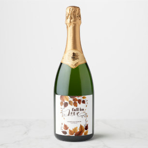 Fall In Love With Autumn Leaves Baby Shower Sparkling Wine Label