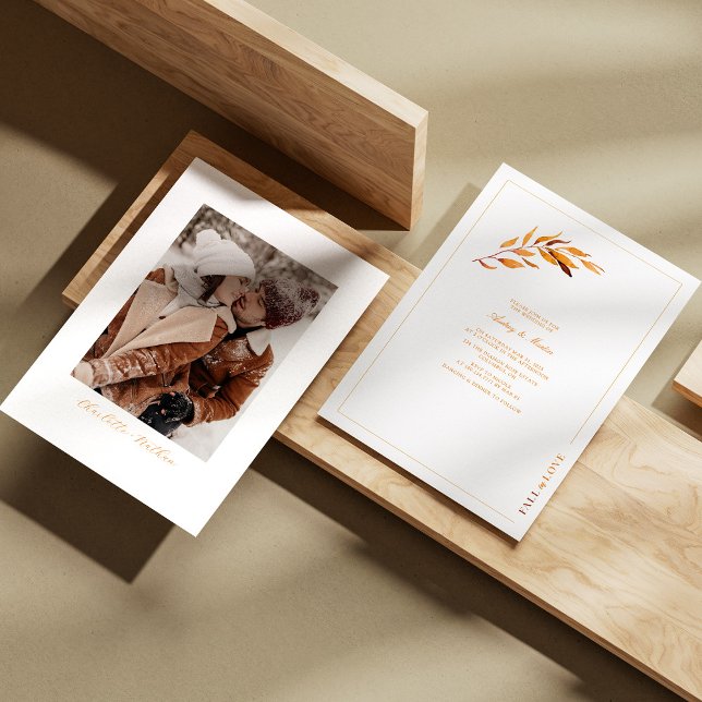 Fall in Love with Autumn Modern Minimalist Wedding Invitation (Fall in Love with Autumn Modern Minimalist Wedding Invitation Personalized)