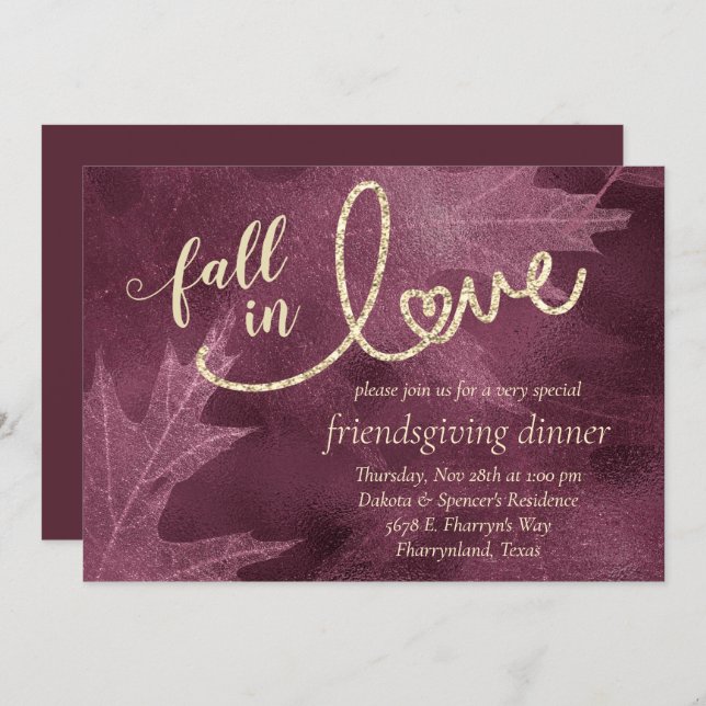 Fall in Love with Autumn | Mulberry Friendsgiving Invitation (Front/Back)