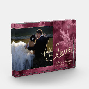 Fall in Love with Autumn Mulberry Gold Wedding Photo Block