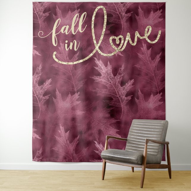 Fall in Love with Autumn | Mulberry Photo Backdrop Tapestry (In Situ)