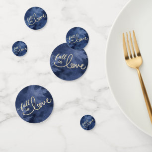 Fall in Love with Autumn   Navy Blue and Gold Confetti
