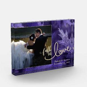 Fall in Love with Autumn Purple and Gold Wedding Photo Block