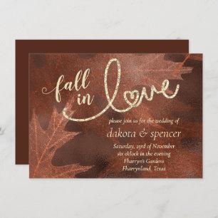 Fall in Love with Autumn   Rust Orange Wedding Invitation