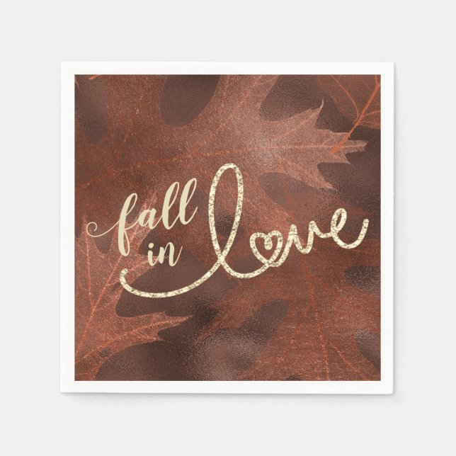 Fall in Love with Autumn | Rustic Boho Chic Orange Napkin (Front)