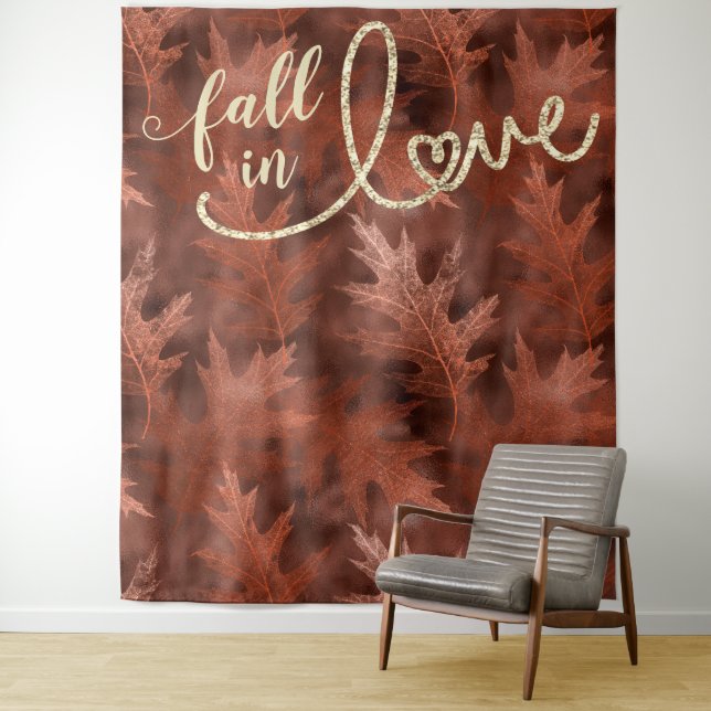 Fall in Love with Autumn | Rustic Photo Backdrop Tapestry (In Situ)
