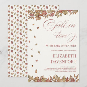 Fall in Love With Baby Autumn Foliage Baby Shower Invitation