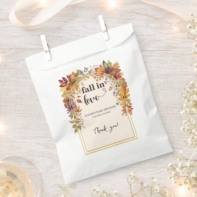 Fall In Love With Baby Autumn Leaves Shower Favour Bags (Clipped)