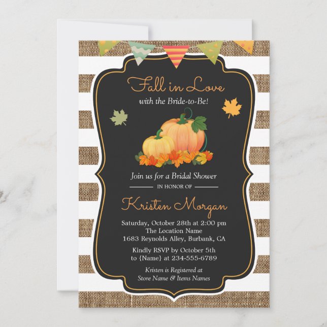 Fall in Love with Bride to Be Autumn Bridal Shower Invitation (Front)